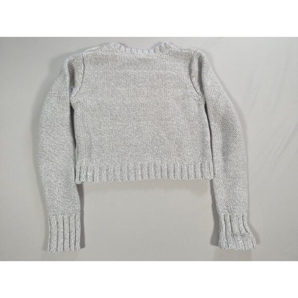 Cherokee Girls Cable Knit Crop Sweater Oatmeal Heather Size M 7/8 Cozy - Picture 9 of 9